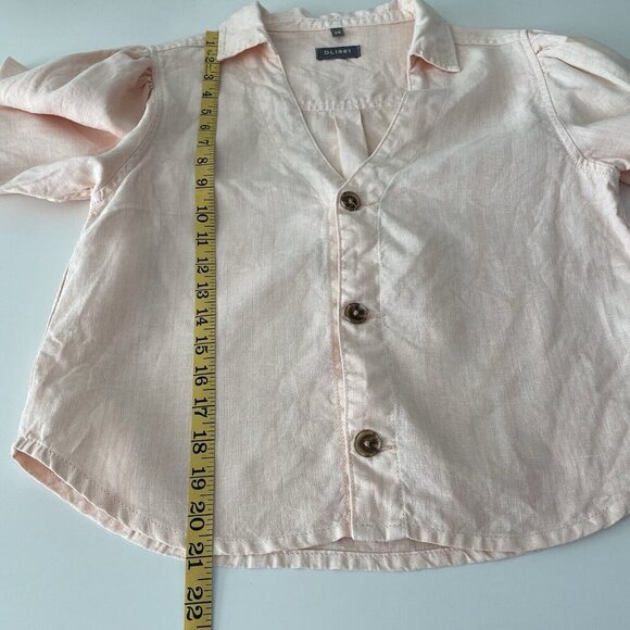 DL 1961 Women's Pink Candice 100% Linen Elbow Sleeve Crop Blouse Top Size XS - Picture 5 of 10